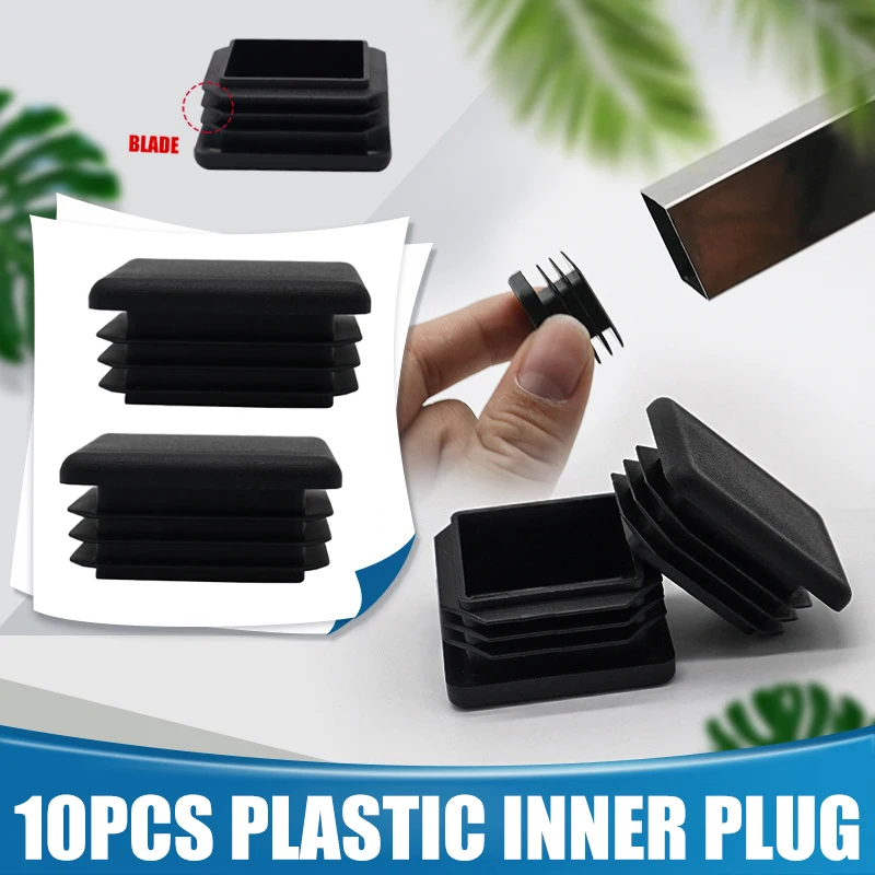 

10pcs Square Plastic Plug Tubing Post End Cap Chair Glide Black Plastic Square Table And Chair Plastic Inner Plugs J99s