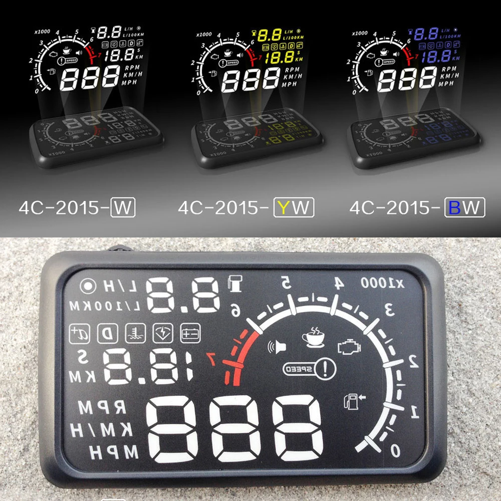 Автомобильный дисплей 4C OBDII HUD OBD2 с индикацией дальности км/ч миль/ч