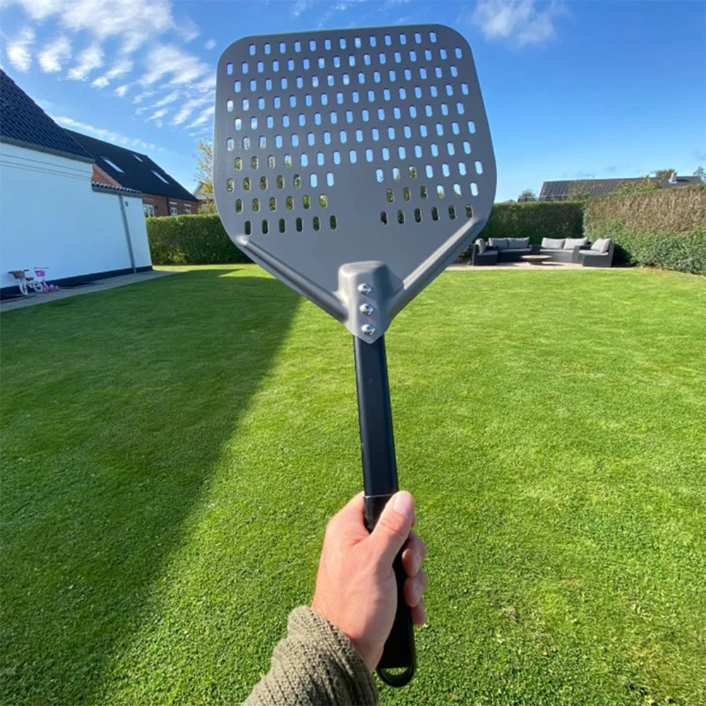 

New Hard Anodized Aluminum Pizza Shovel Adjustable Pizza Peel Perforated Turning Pastry Baking Paddle With Removable Handle