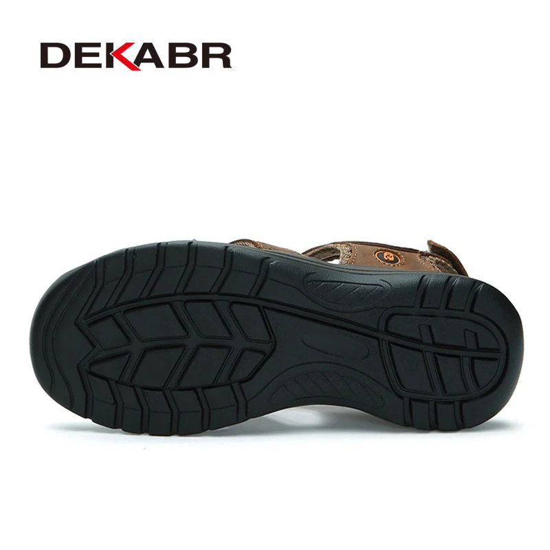 Мужские летние сандалии цвета хаки DEKABR пляжная обувь из натуральной кожи модные