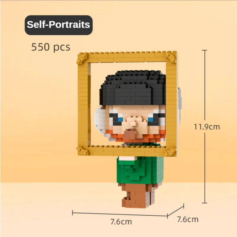 

Artist Series Van Gogh Micro Diamond Bricks Model Toys Piccolo Girls Self Portrait Blocks DIY Educational Children's Toys Gift