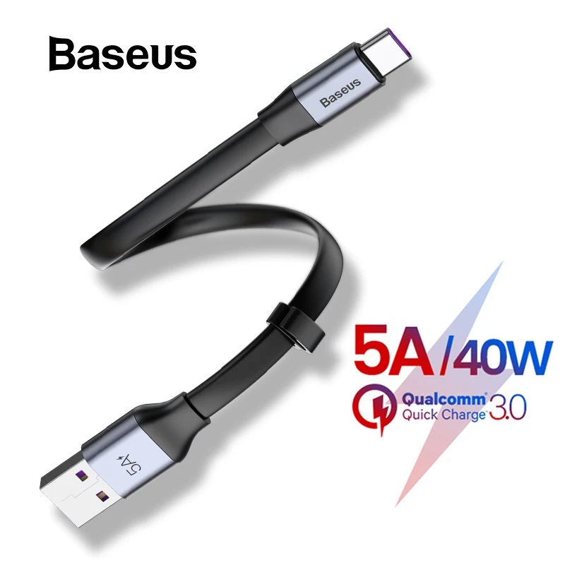 Baseus 5A usb type-C кабель для huawei P30 Pro mate 20 супер зарядный кабель портативный type-C кабель для huawei samsung S10 Xiaomi 8 9