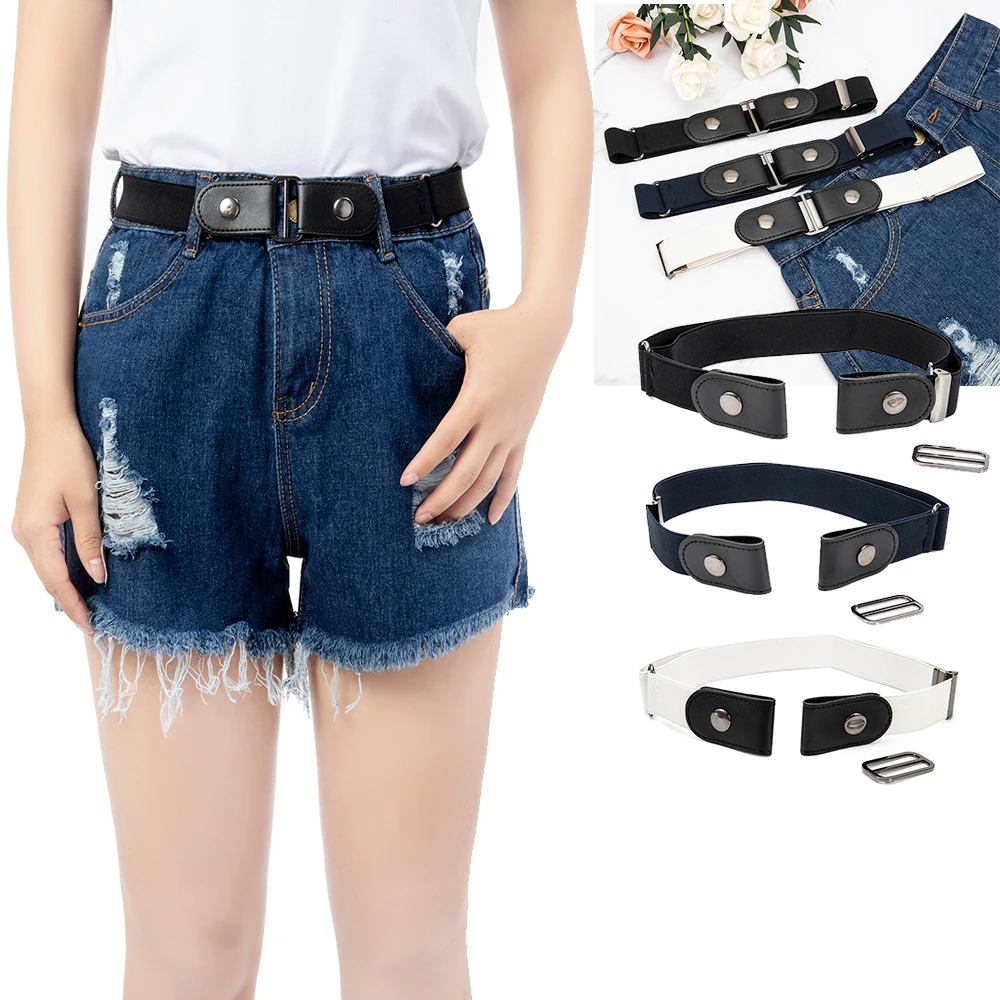 Ремень с пряжкой свободный пояс унисекс эластичный без пряжки регулируемый для