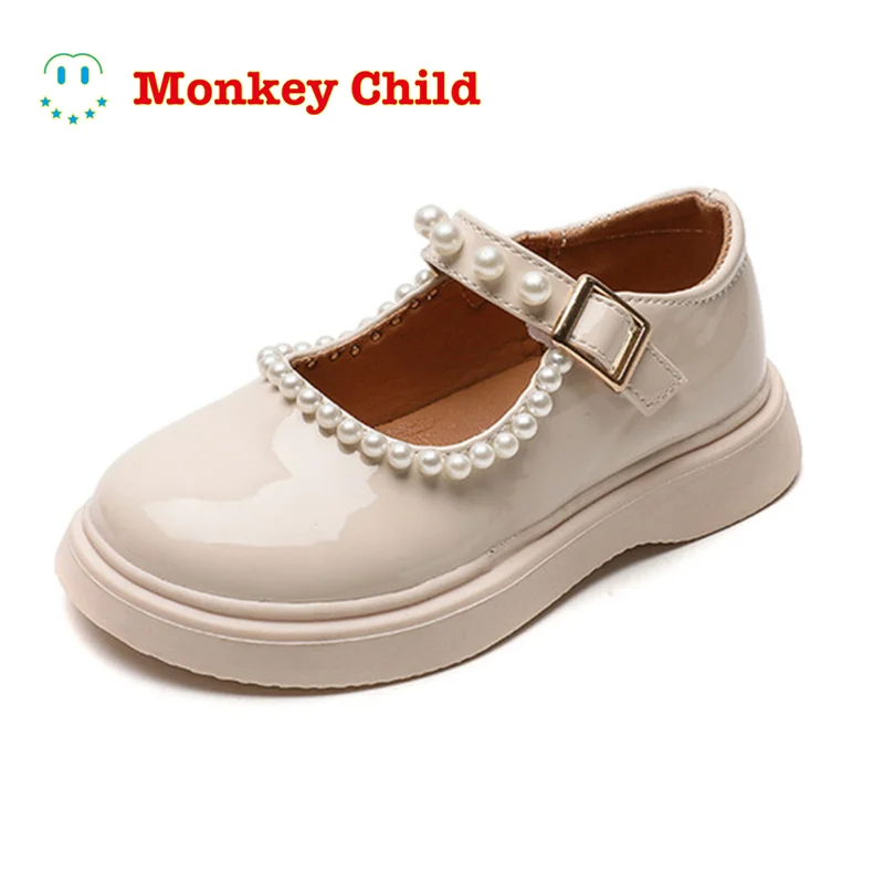 

Children's Pearl Platform Mary Jane Girls' Leather Princess Single Shoes Comfortable Lacquer Shallow Black Children's Shoes