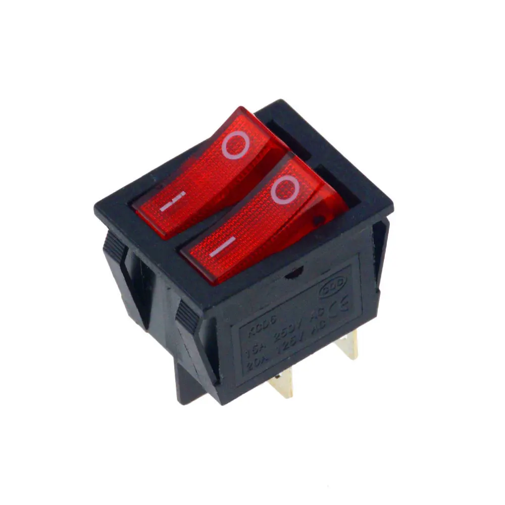 

1 шт. KCD6 15A 250V AC кулисный переключатель 6 контактов с лампой включения-выключения Электрический гриль Электрический нагреватель двойной корабль Тип