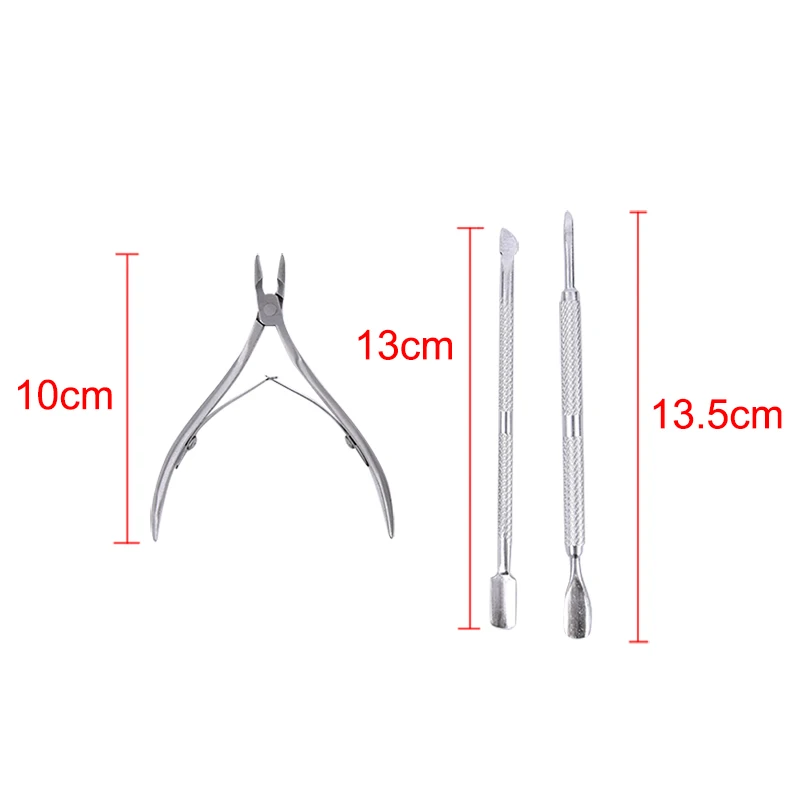 

3pcs/set Nail Tool Stainless Steel Cuticle Nipper Spoon Cuticle Pusher Dead Skin Remover Dual-end Trimmer Cutter Clipper