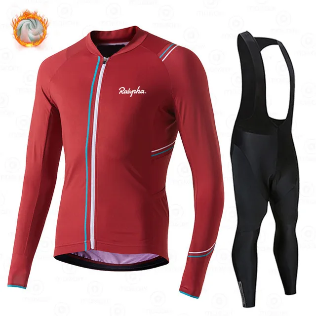 

Ralvpha Winter Thermal Fleece Men's Cycling Clothes Jersey Suit MTB Mountain Bike Cycling Clothing Bib Pants Warm Ropa Ciclismo