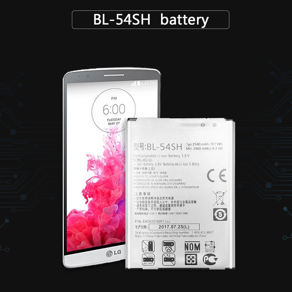 BL-54SH 2540mAh аккумулятор для мобильного LG Optimus G3 Beat Mini G3s G3c B2MINI G3mini D724 D725 D728 D729 D722 D22 BL 54SH