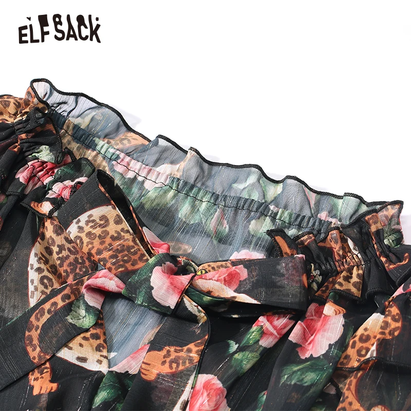 ELFSACK винтажные женские Платья с цветочным принтом осень 2019 новое праздничное