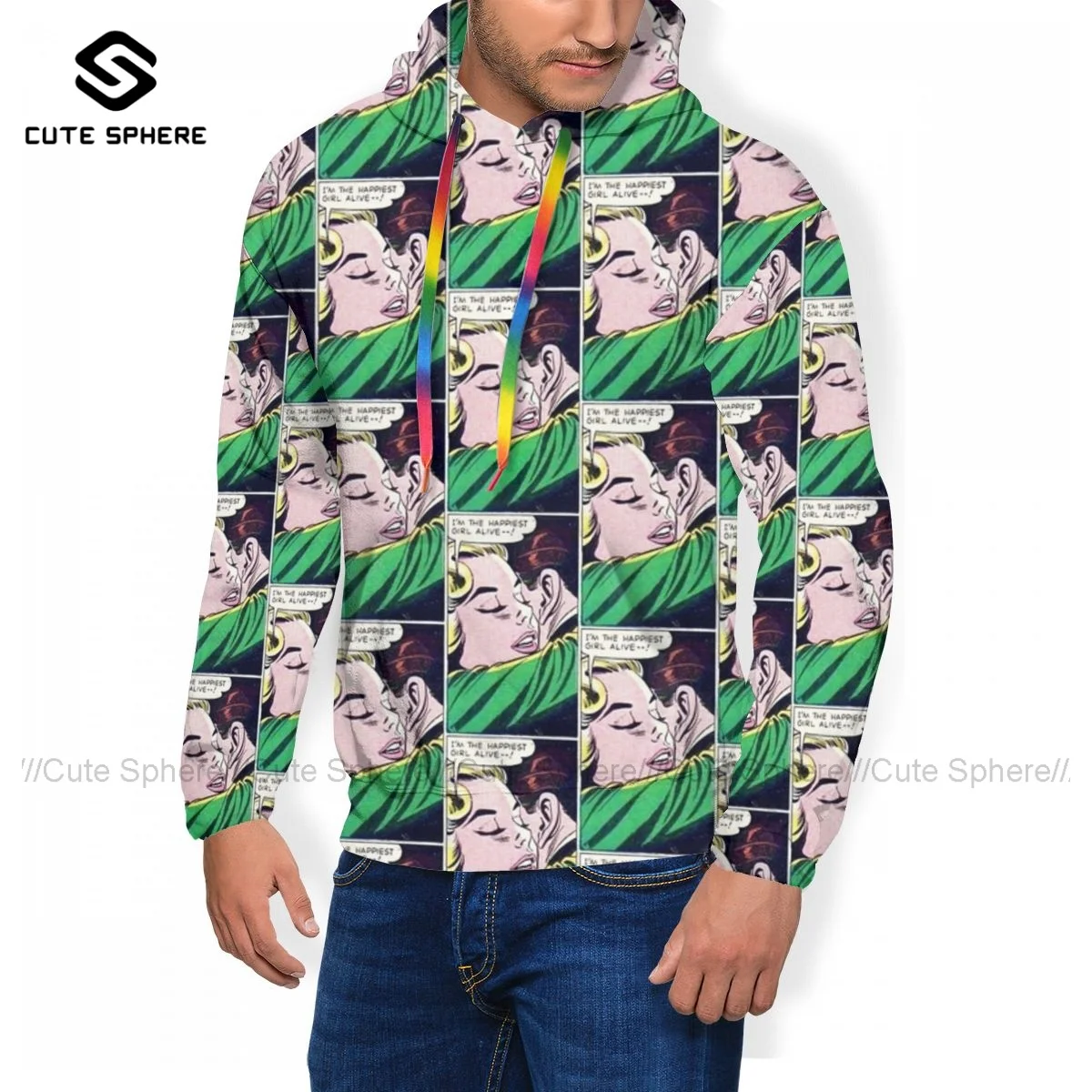 

Comics Hoodie Fashion Long Length Polyester Hoodies Men Warm Loose Pullover Hoodie Oversized