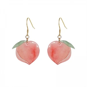 

RAMOS New Arrival Korean Acrylic Trendy Pink Peach Drop Earrings For Women Cute Sweet Jewelry Fashion Oorbellen