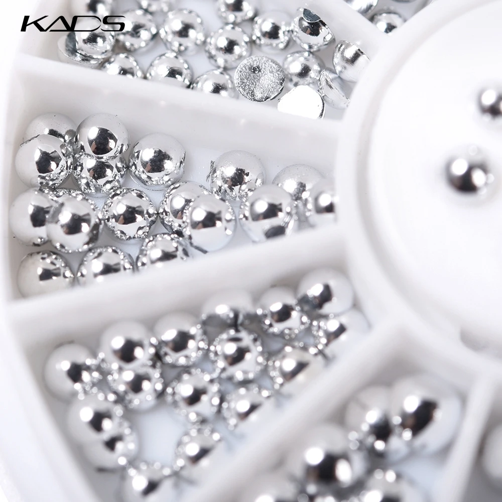 KADS Серебристые жемчужные стразы для ногтей круглые украшения аксессуары с
