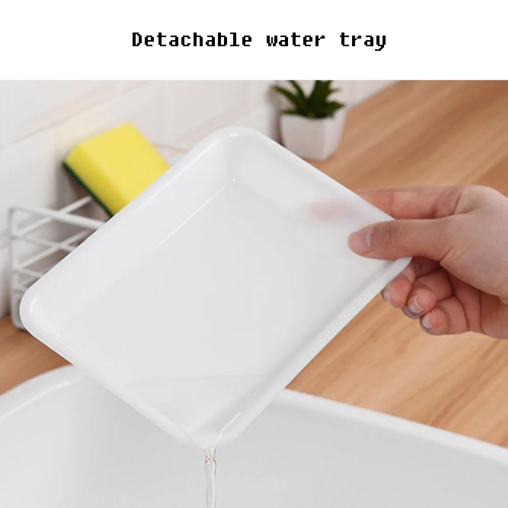 

Kitchen Sponge Holder with Strainer Iron Sponge Drain Storage Rack