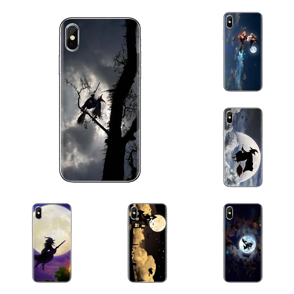 Силиконовый чехол на Хэллоуин летящая ведьма метла луна для Xiao mi 4 5 5s 6 A1 A2 5X6X8 9 Lite SE