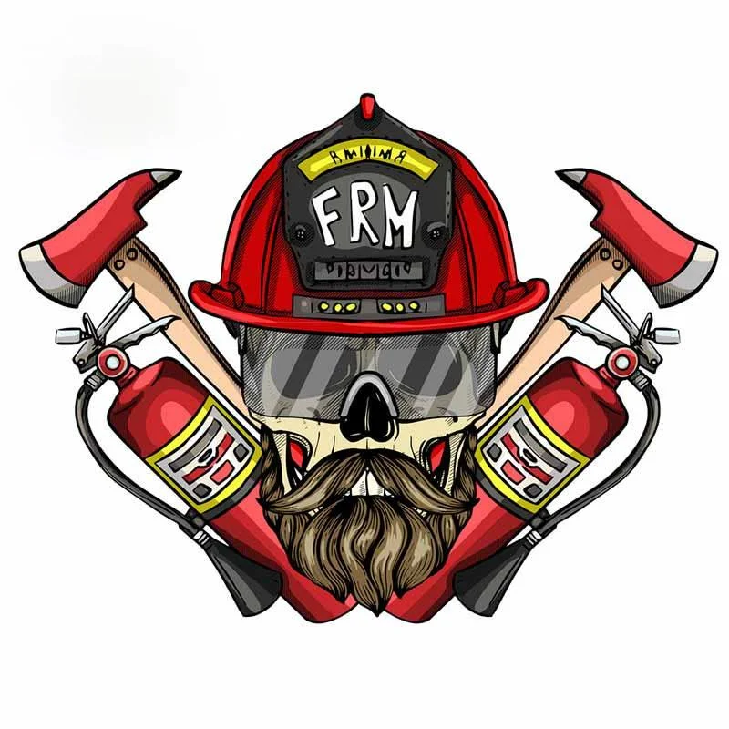 

Cool Fireman Skull Car Stickers Decor Motorcycle Decals Decorative Accessories Sunscreen High Quality KK Vinyl Waterproof PVC