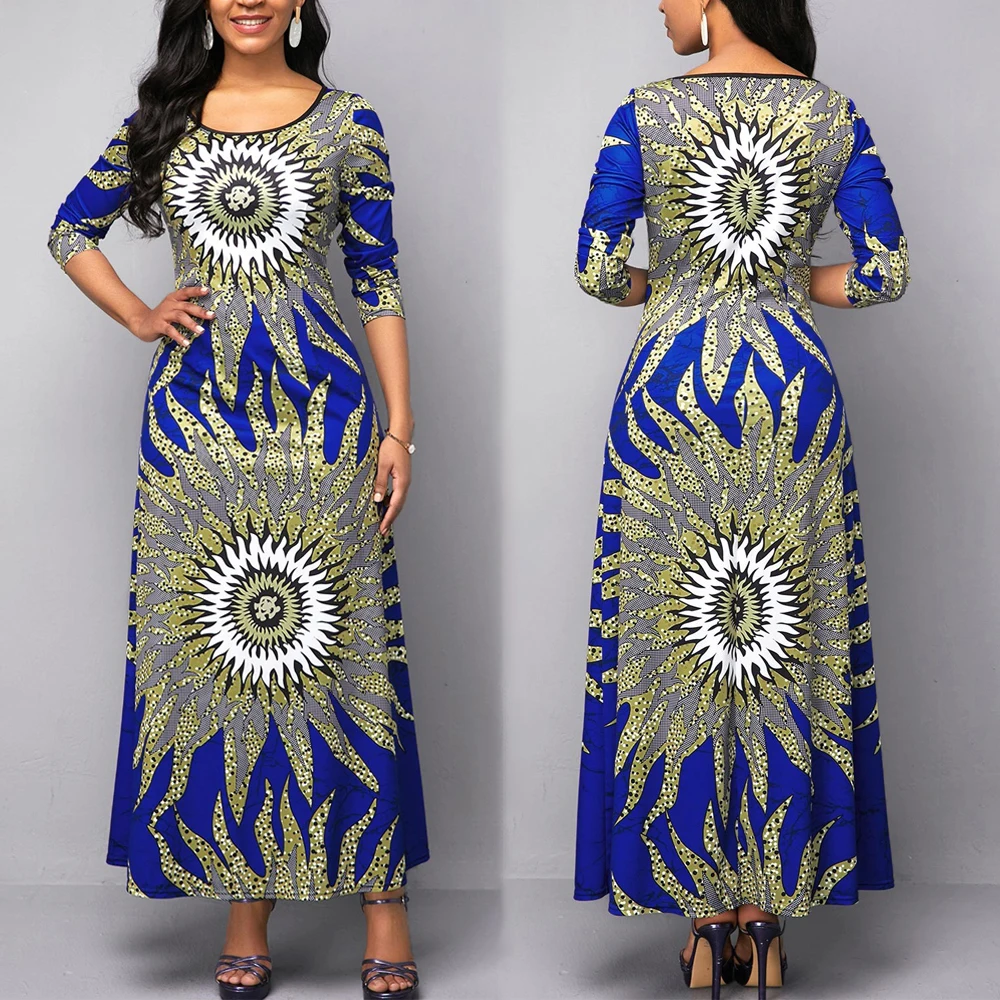 

2021 African Dashiki Print Dresses For Women Ankara Boubou 5XL Plus Size Robe Wedding Party Elegant Maxi Gowns Ladies Clothing
