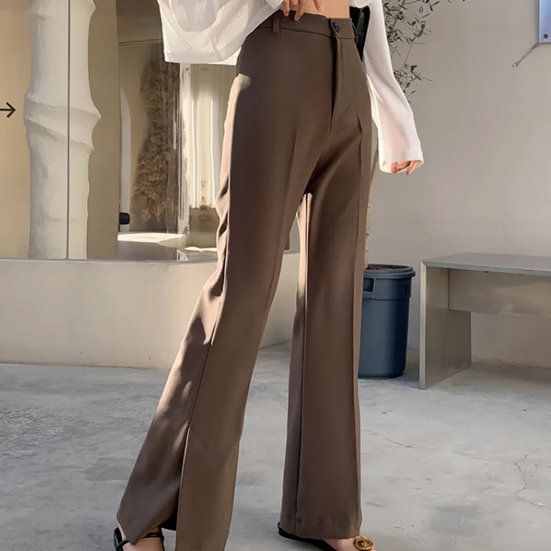 

OL Wide Leg Pants Casual High Waist Slim Female Suit Pants Women Long Trousers Chic Pockets 2022 Summer Femme Pantalon New 16397