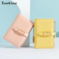 new candy colors women wallets zipper pu leather coin purse mini key chain small wallet multicard bit card holder holder female