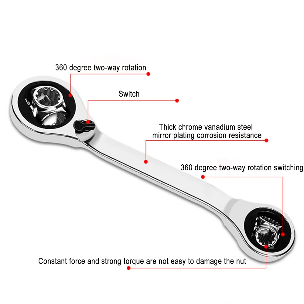 

52-in-1 Socket Wrench Spanner Works with Spline Bolts Damaged Bolts Adjustable Ratchet Wrench Professional Hand Tools