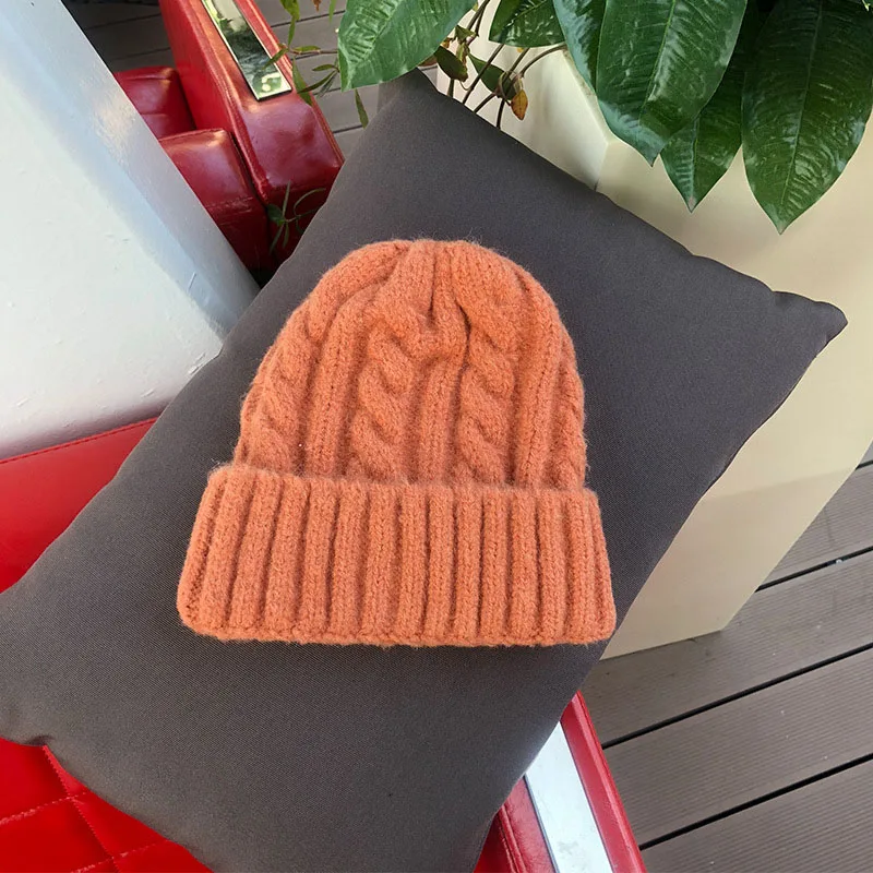 

Woman beanie knit hat winter warm hat twist cotton cap multi-color Innocent cap Ladies winter hat solid color slouchy beanie new