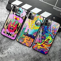 colourful psychedelic trippy art phone case tempered glass for iphone 12 pro max mini 11 pro xr xs max 8 x 7 6s 6 plus se case