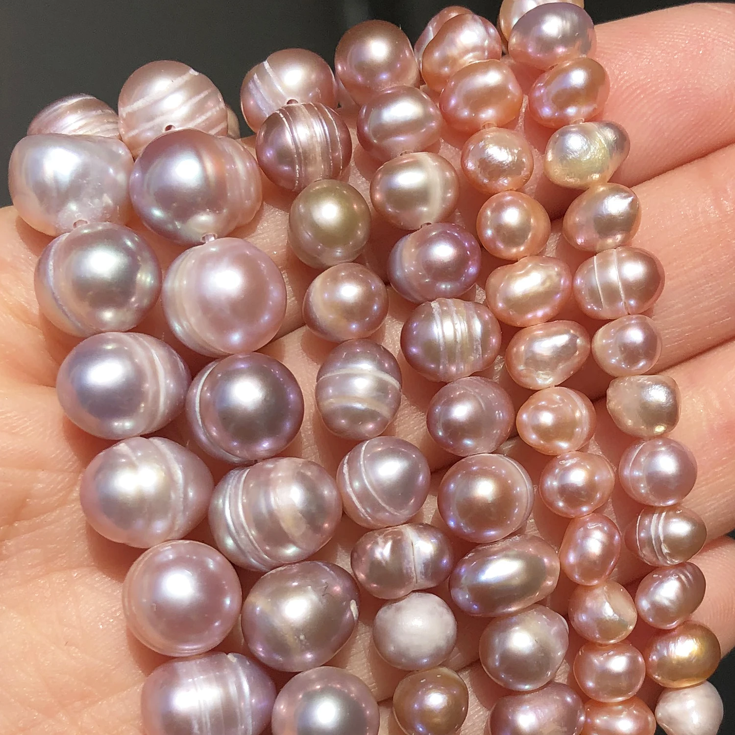 

3-9mm Natural Purple Freshwater Pearls Punch Pearl Beads for DIY Women Elegant Necklace Bracelet Jewelry Making 15'' Wholesale