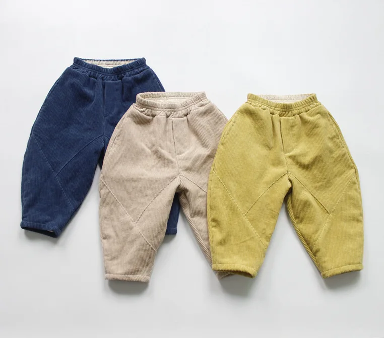 Детские зимние утепленные брюки в Корейском стиле Вельветовые детские штаны