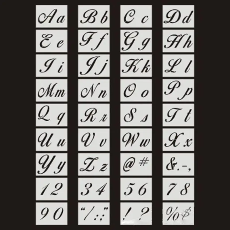 

36pcs/set Letter Alphabet Stencil Wall Painting Wood DIY Drawing Template with Punctuation Plastic Art Craft