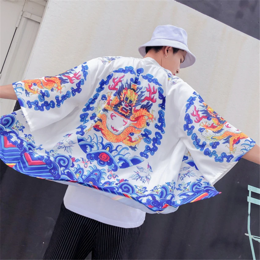 

Kimono Men Haori Japanese Style Traditional Samurai Costume Male Women Yukata Chinese Dragon Cardigan Robe Retro Asian Clothes