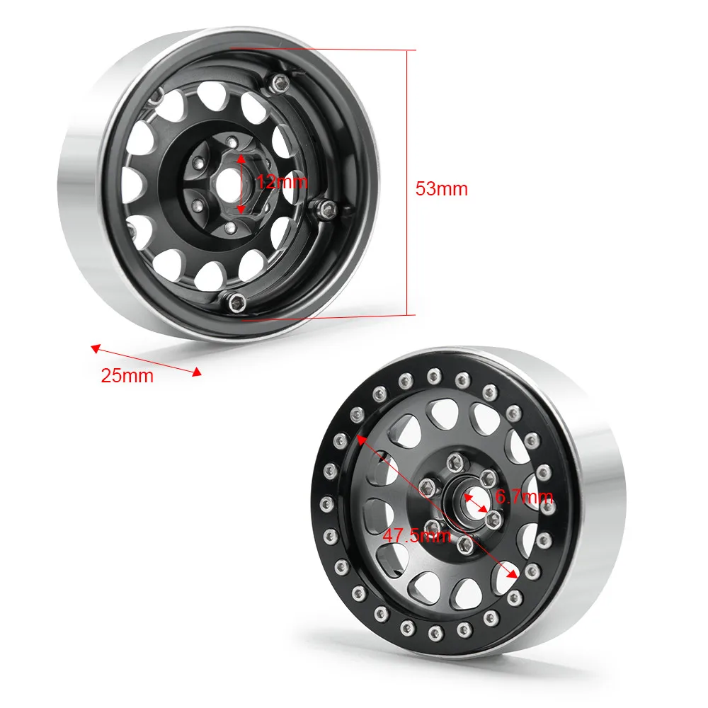 

YEAHRUN 2.2" Alloy Metal Beadlock Wheel Rims for Axial Wraith 90018 TRX4 1/10 RC Crawler Car Parts