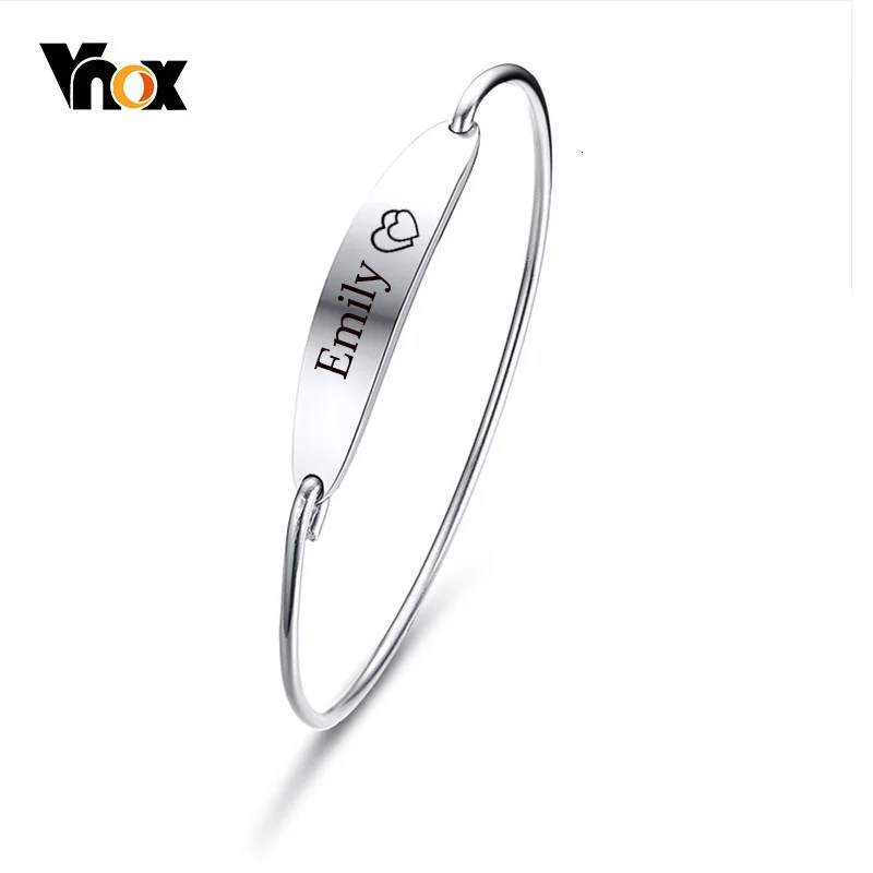 Vnox простой Женский Браслет манжета браслет Бесплатная Персонализированная
