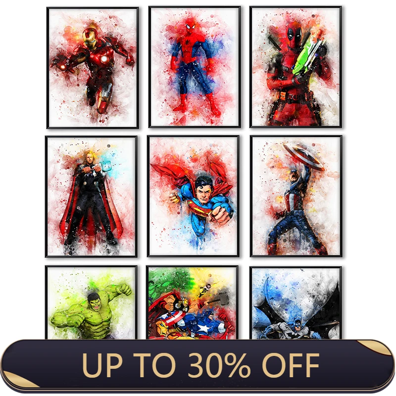 

Супергерой телефон Капитан Америка Человек-паук Железный человек Марвел Картина на холсте постер и принты настенные картины