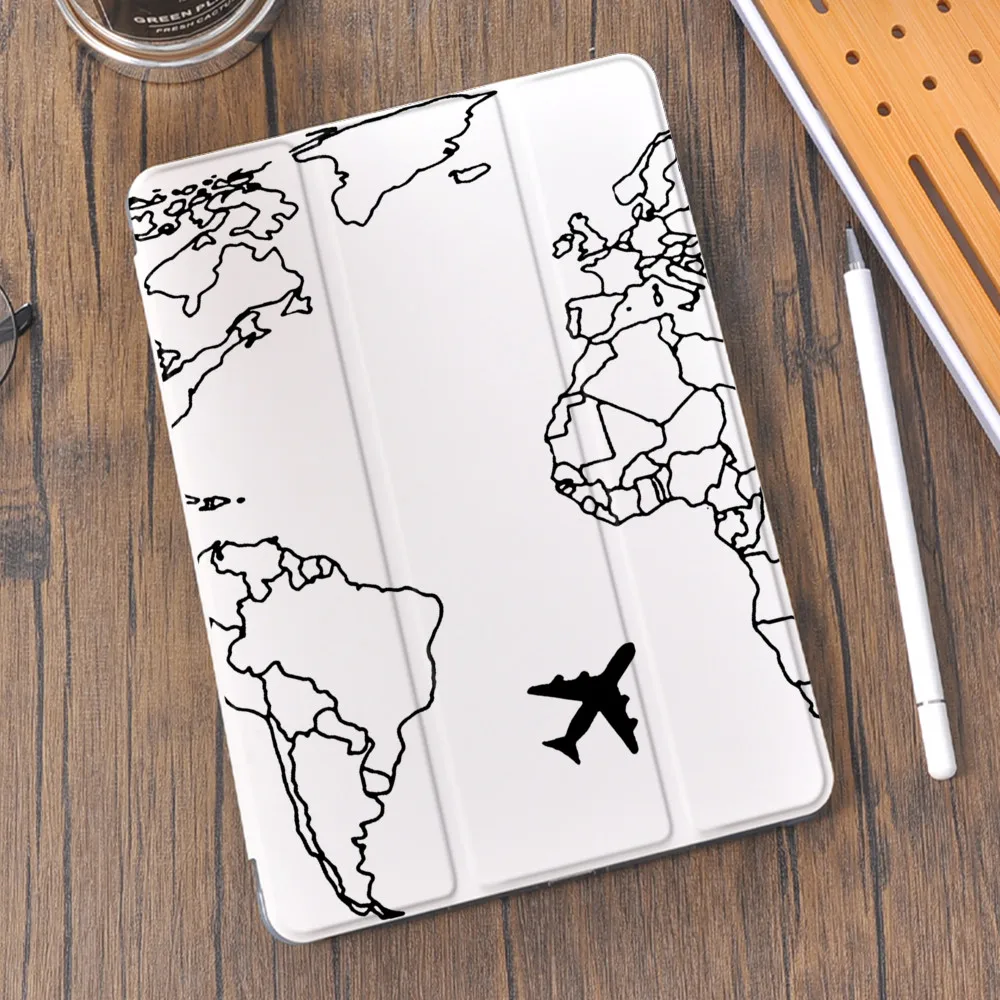 

World Travel for Air 4 iPad Case With Pencil Holder 10.2 8th 2020 7th 12.9 Pro 11 2018 Mini 5 Cover Silicone For 10.5 Air 1 2 3