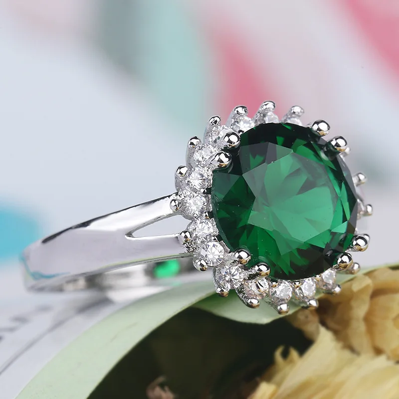 Уникальное модное ювелирное изделие приятное кольцо принцессы с зеленым