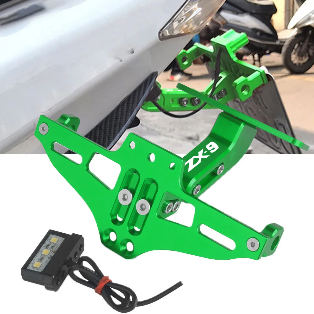 

Motorcycle License Number Plate Frame Holder Bracket Adjustable Angle with LED Light FOR KAWASAKI ZX9 ZX-9 1994 1995 1996 1997