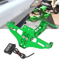 motorcycle license number plate frame holder bracket adjustable angle with led light for kawasaki zx9 zx 9 1994 1995 1996 1997