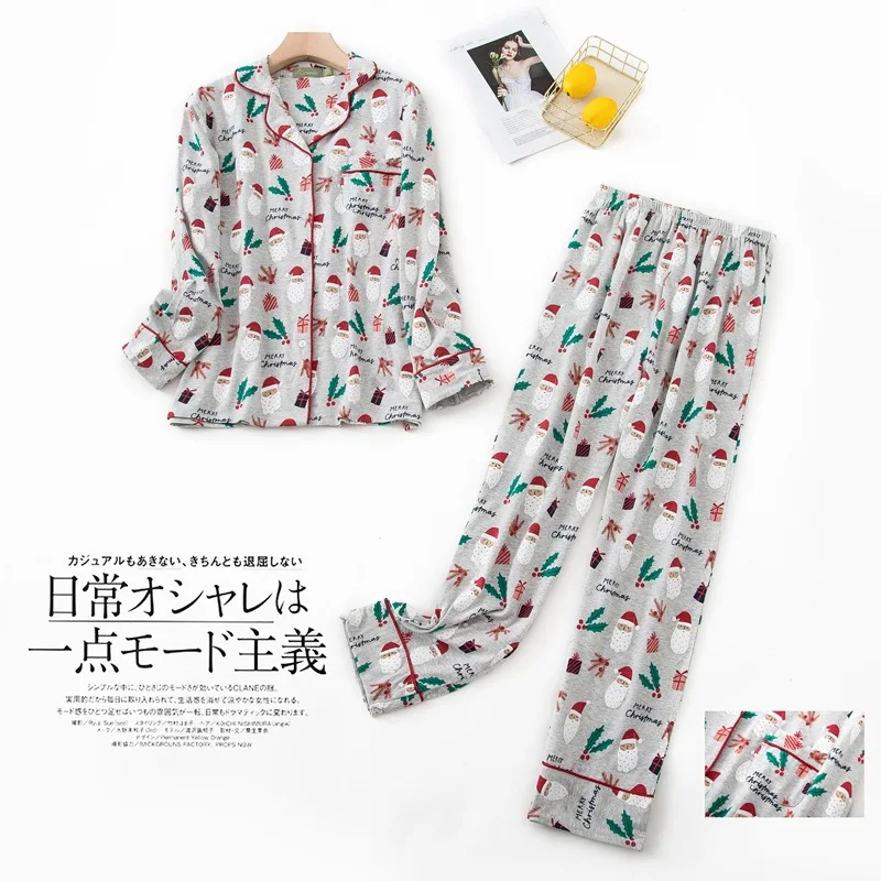 

Knitted Cotton Wool Pyjamas Women's 2-piece Pajamas Long Sleeve Trousers Sleepwear Autumn Winter Pijama Female Cartoon Home Wear