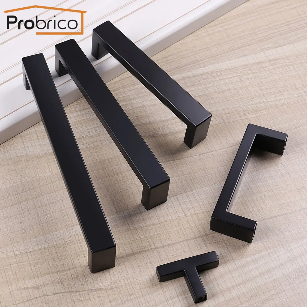 Probrico матовые черные ручки для шкафа круглая ручка длинная мебель тянет кухонный