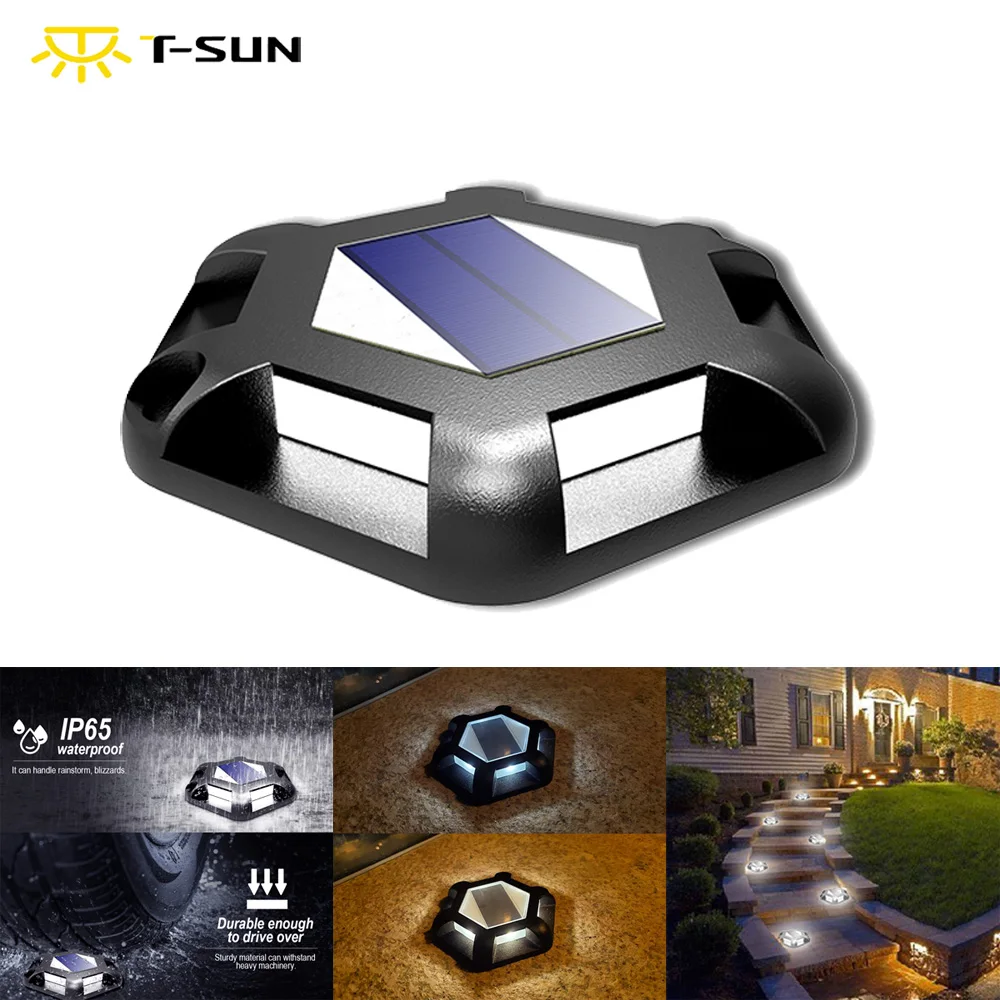 T Sun 1 4 шт 6 светодиодный светильник на солнечной батарее IP65 Водонепроницаемый
