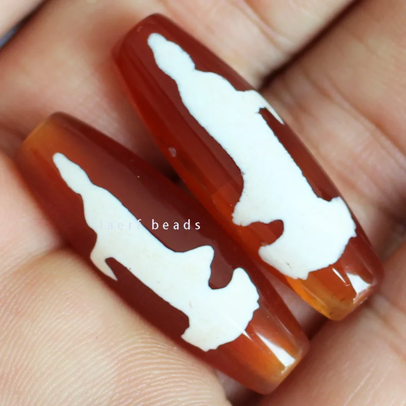 Бусины из тибетского агата овальной формы 10 х30 мм 1 шт. | Украшения и аксессуары