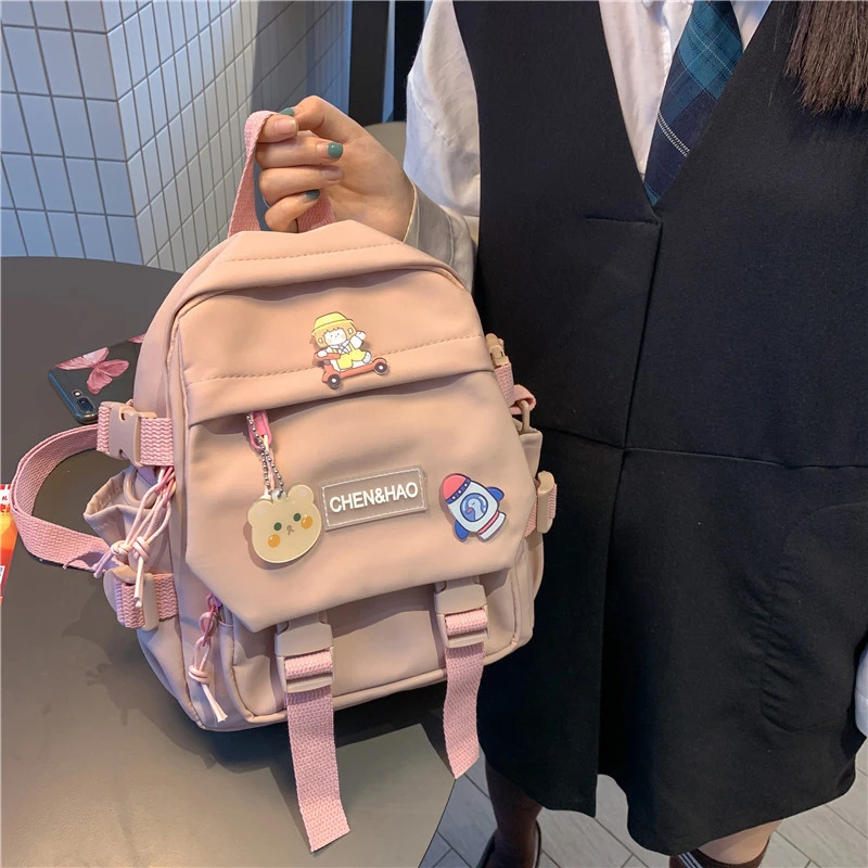 Маленький женский рюкзак, школьная сумка для девочек, водонепроницаемая нейлоновая Модная японская Повседневная сумка для молодых девушек...