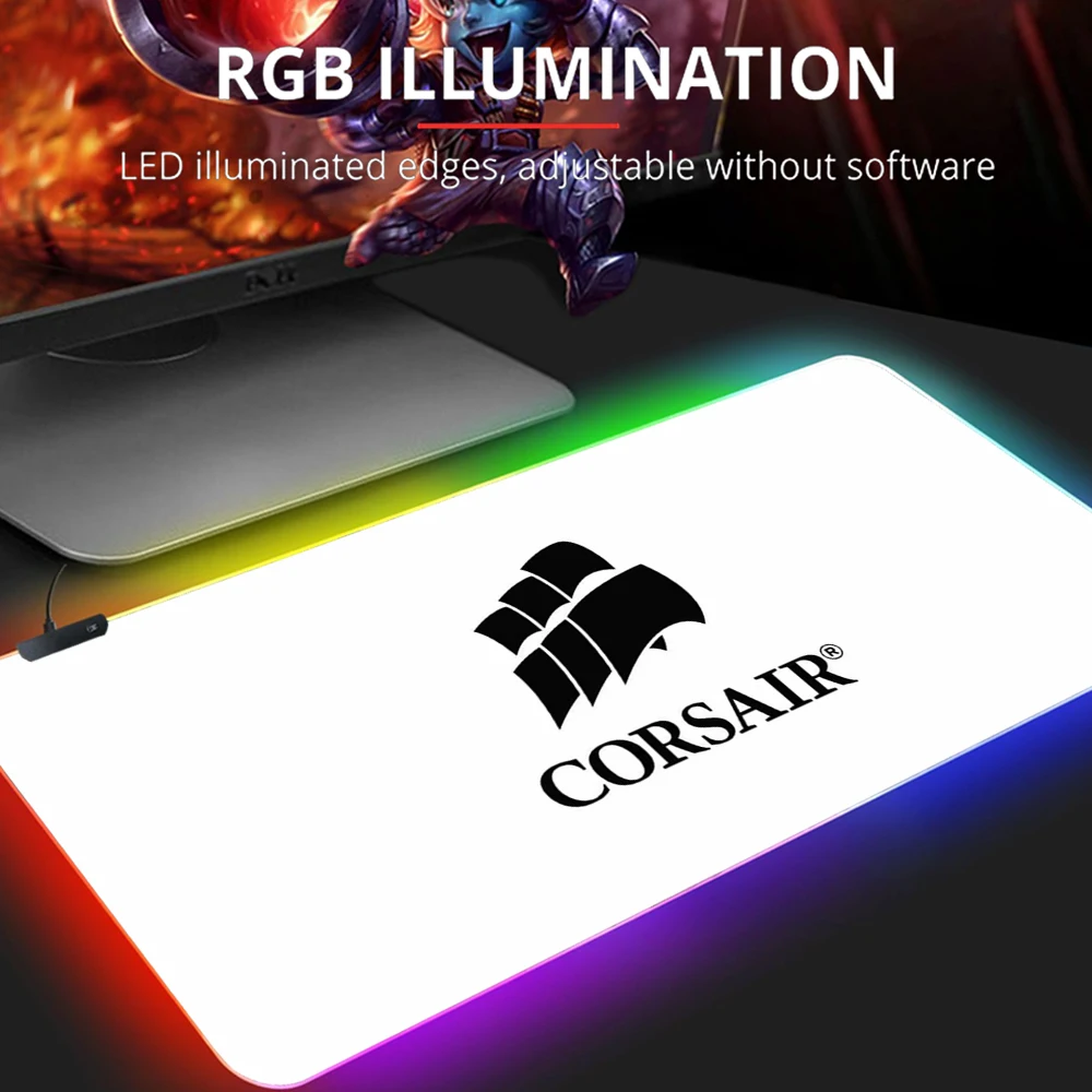 

Игровой коврик для мыши Corsair RGB, большой компьютерный коврик для мыши, коврики для мыши с подсветкой XXL, светодиодный игровой коврик 900x400 мм, Н...