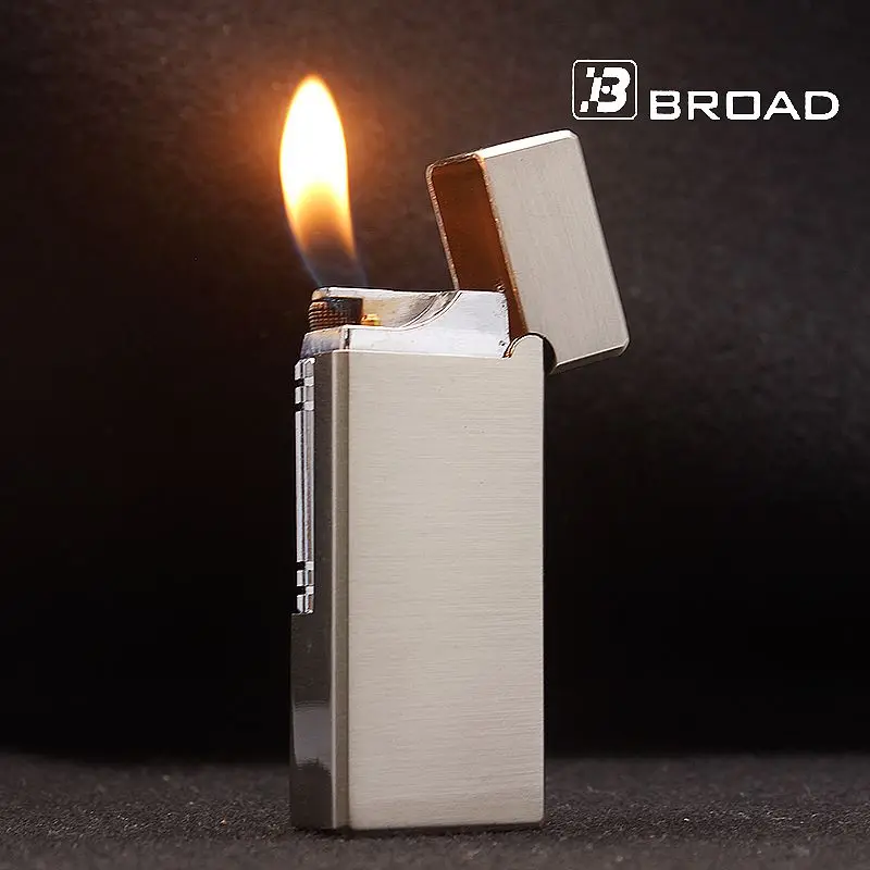 BROAD Metal Gas Lighter Butane Side Slip Grinding Wheel Lighters Cigarettes Accessories Cigar Smoking Gadgets for Men | Дом и сад