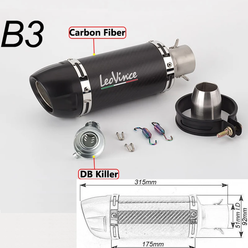 Мотоцикл выхлопной 51 мм Входной Универсальный мотоциклетный глушитель из