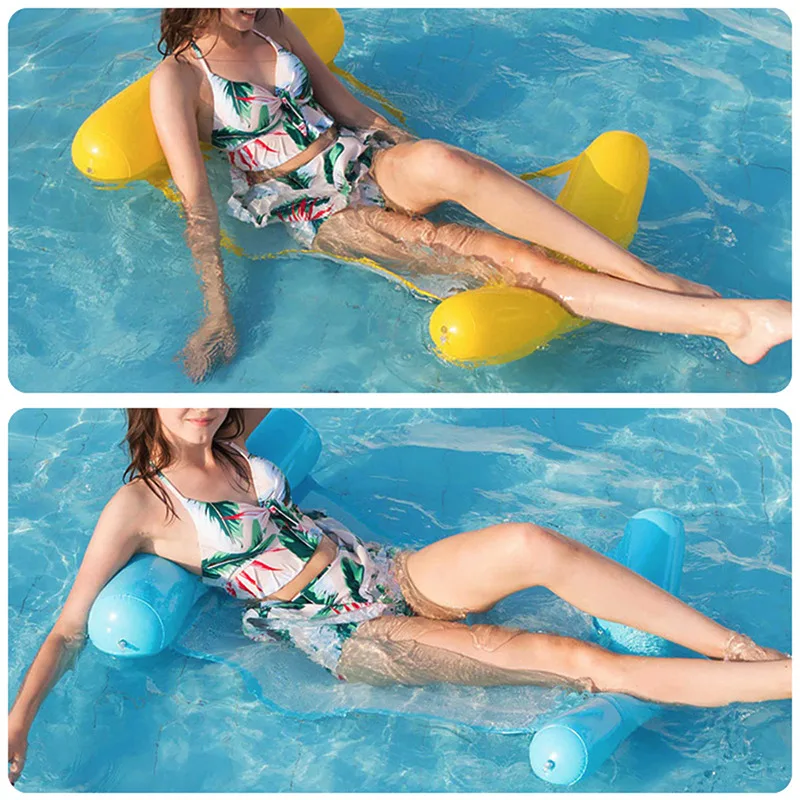 

Water Hammock Recliner Swimming Pool Inflatable Floatable Lounge Chair With Inflator Pump Beach PartyFoldable Inflatable Hammock