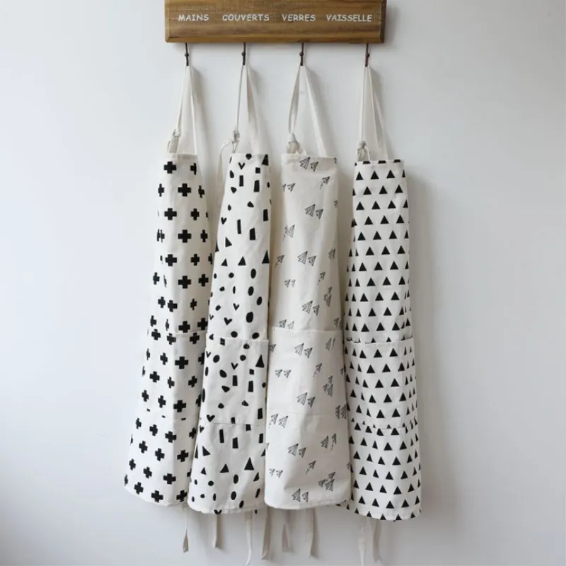 Хлопковый фартук INS в скандинавском стиле короткие черные и белые фартуки для