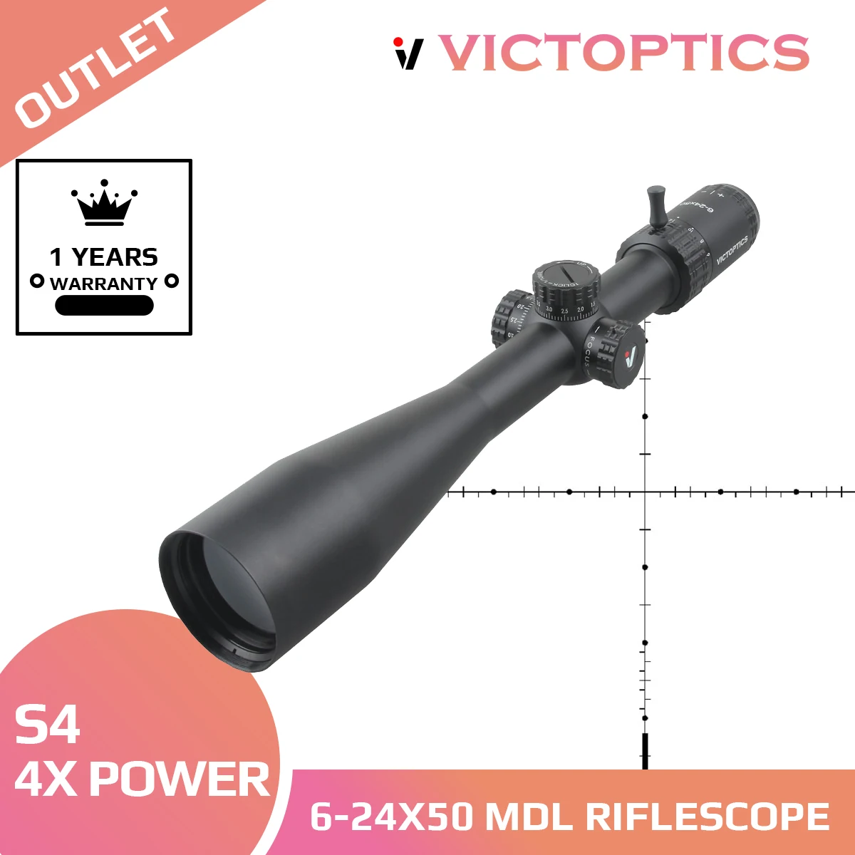 VictOptics S4 6 24X50 MDL охотничий оптический прицел 30 мм трубка 1/10 мил для снайперских