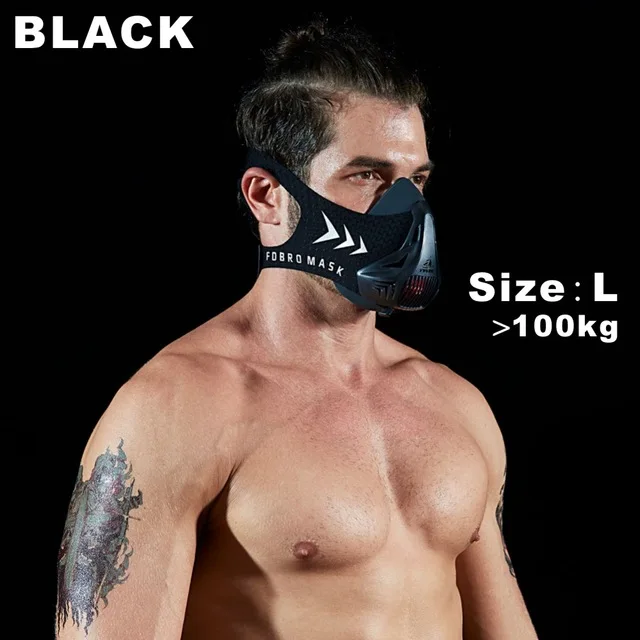 Black L FDBRO Беговая Спортивная маска для фитнеса, тренировки, сопротивление поднятию, кардио, выносливость, Спортивная маска для фитнеса, тренировок, Спортивная маска 3,0 - Цвет: Black L