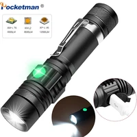 super bright led flashlight usb linterna led torch t6l2v6 power tips zoomable bicycle light 18650 rechargeable