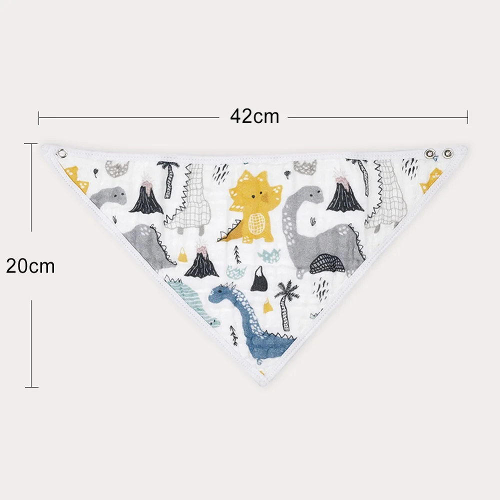 Newborns Baby Bibs 6 Layers Muslin Stuff Triangle Scarf Teething And Feeding Towel Fashionable Bandana Infant Print Burp Cloths | Детская - Фото №1